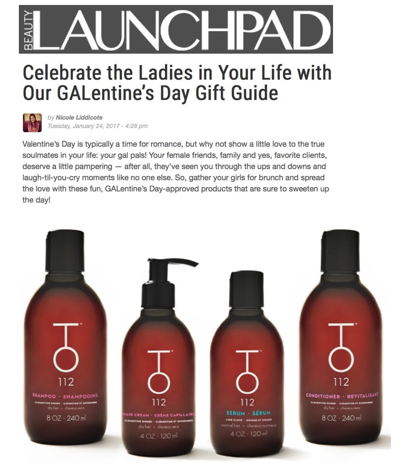 Beauty Launchpad Galentines Day gift guide TO112 ultimate hair cream TO112 hair serum TO112 dry shampoo and TO112 dry conditioner
